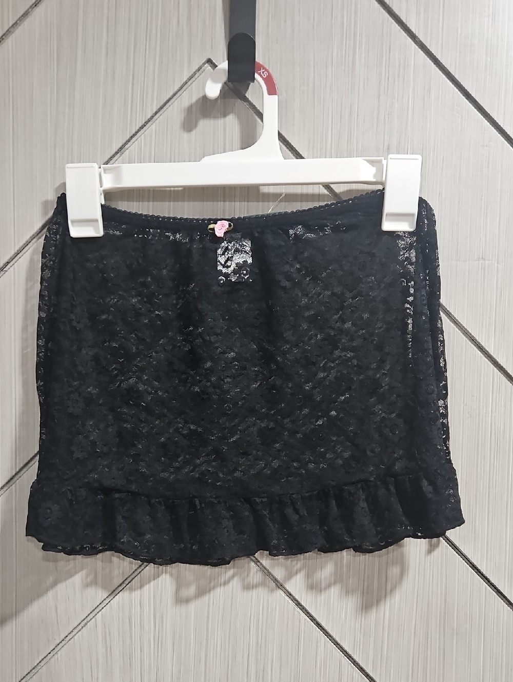 wild fable Black Lace Ruffle Mini Skirt